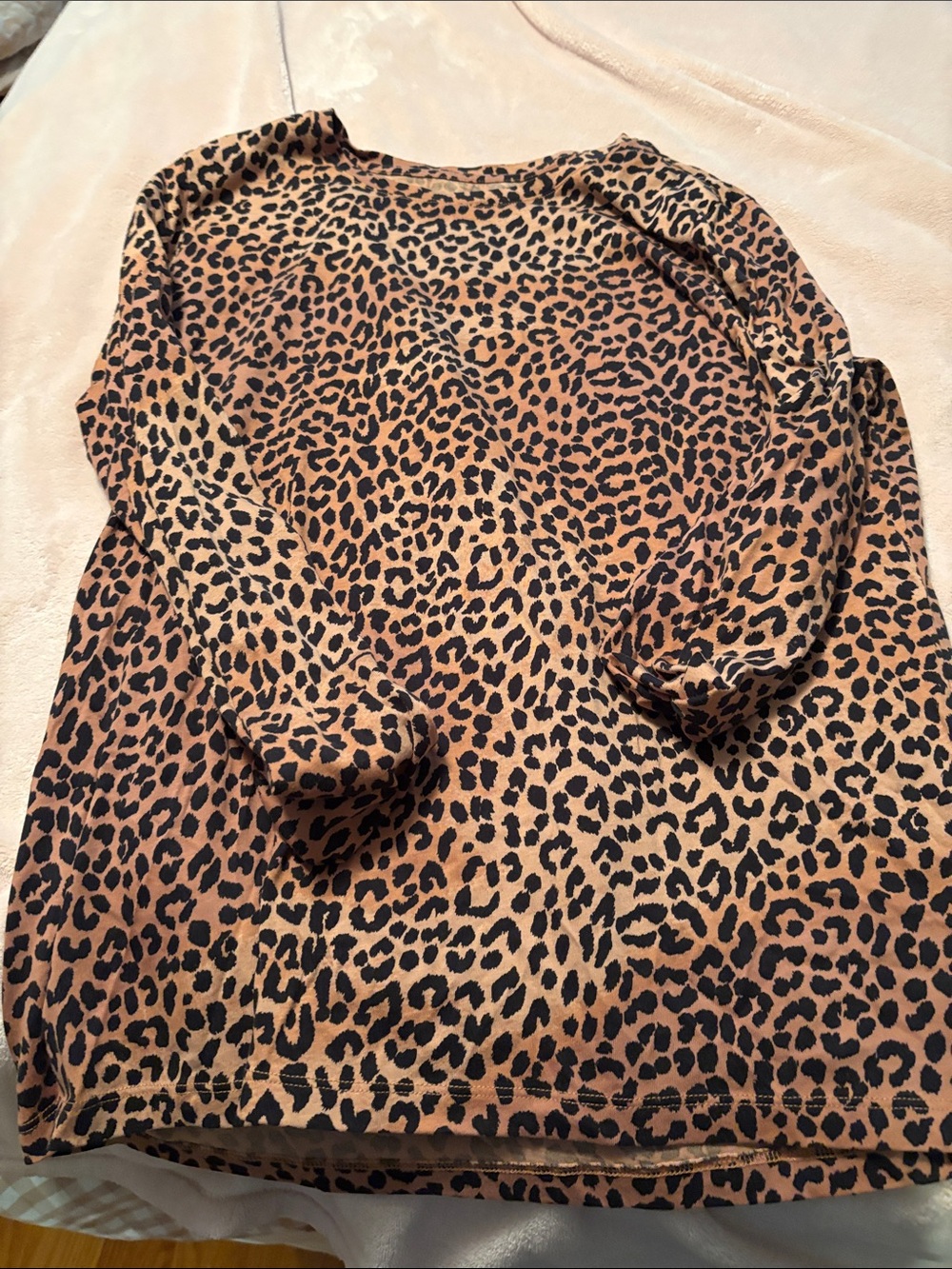 Lands' End Leopard Print Long Sleeve Top in Tan and Black